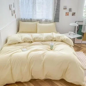 Ins Style Polyester Bedding Set Customized Brushed Bed Sheet Set Factory Duvet Cover Set
