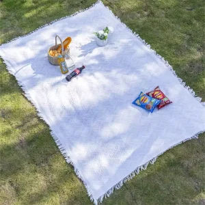 Ins T Grid Fringe Knitted Thickened Picnic Blanket Outdoor Camping Beach Mat Photography Prop Tablecloth