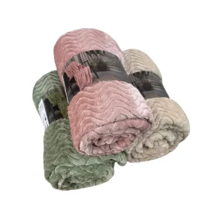 Ins Wave Textured Flannel Blanket Super Fluffy Plush Throw Cozy Warm Washable Blanket for Bedroom Couch Living Room