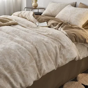 Instagram Style Three Layer Gauze Pure Cotton Four Piece Set Jacquard Floral Pattern Heavyweight Duvet Cover Fitted Bed Bedding