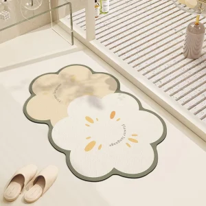 Instagram style Floral Bathroom Bath Mat Non Slip Bathroom Mat Quick Dry Diatomite Stone Bath Mat Absorbent Shower Floor Mat