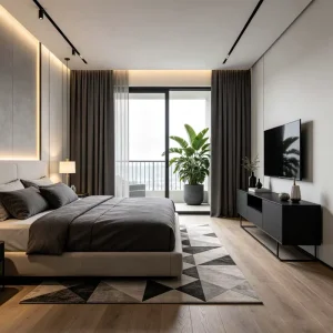 Insulated Custom Grommet Motorized Smart Curtains Remote Control Blackout Polyester Linen Material Modern Style Wall