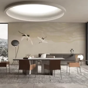 Interior Design Home Decor Items for Home Custom Crane Grey and Gold Cloud Line Wallpaper Mural for Study Office Hotel