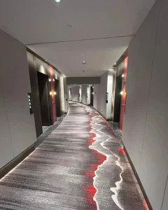 Interior Renovator Nylon Corridor Broadloom Carpet Fireproof Custom Pattern Free Sample Star Hotel Engineering