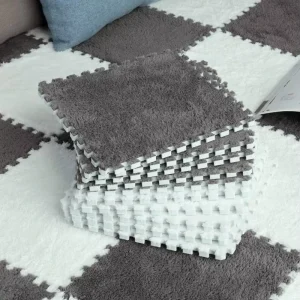 Interlocking Carpet Shaggy Soft EVA Foam Mats Fluffy Area Rugs Protective Floor Tiles Exercise Play Mat Children Machine Made