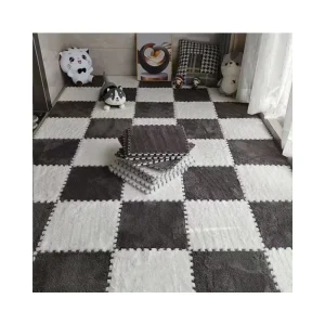 Interlocking Carpet Shaggy Soft EVA Foam Mats Fluffy Area Rugs Protective Floor Tiles for Indoor Room Parlor Bedroom