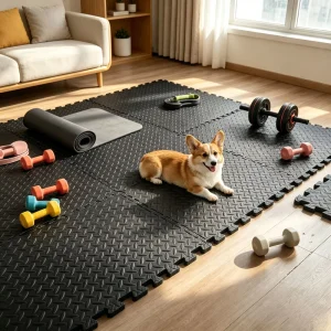 Interlocking EVA Foam Gym Floor Mats Diamond Non Slip Puzzle Tiles Shock Absorbing Noise Reduction Exercise Mat for Fitness Room