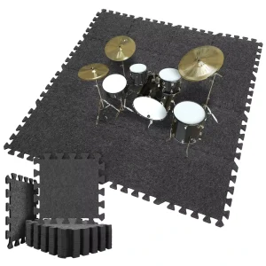 Interlocking Felt Floor Mat Sound Absorbing Puzzle Mat for Drum Piano Room Gym Non Slip Acoustic Mat