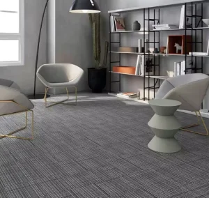 Interlocking Modular Carpet Tile 50x50cm PVC Back PP Loop Pile Cushioned Fireproof Anti-Slip Office Reception Floor Tile