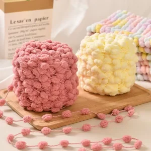 Internet Celebrity Chenille Yarn Blanket Hand Woven Snowball Grain Ball Dyed Pattern Bean Yarn Cloud Ins Blanket