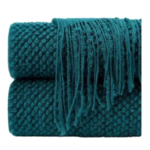 Inyahome Super Soft Lightweight Fluffy Knit Throw Blanket Super Warm Bed and Couch Decorative Plaids for Home and Sofa