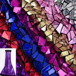 Iridescent Large Geometric Laser Cut Shiny Velvet Sequin Fabric for Swimwear & Accessories