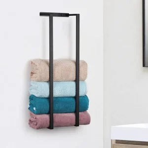Iron Towel Racks Holder for Bathroom Living Room Wall Mount Organizer for Washcloths Hand or Bath Towels Black Color