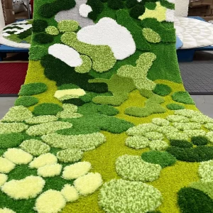 Irregular Moss Green Thickened Microfiber Tufted Rugs Bedside Blanket Bedroom Jacquard Floor Mat Absorbent for Home Use