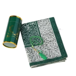 Islamic Gifts Set with Cylinder Gift Box Ramadan Eid Handmade Polyester Travel Camping Muslim Prayer Mat Rug