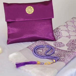 Islamic Glass Pearl Worry Beads Tesbih Set Prayer Rug Mat Sajadah with Portable Bag Wedding Eid Ramadan Gift Muslim Beads