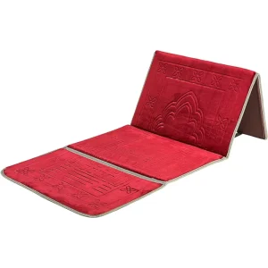 Islamic Muslim Pray Rug Sajadah Travel Foldable Meditation Mat with Back Rest and Pocket