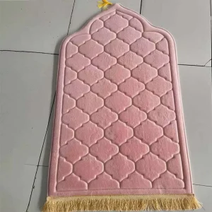 Islamic Prayer Mat Gift Set Plush Pile Plain Style Puzzle Pattern Non Slip Customizable Color Soft Praying Rug