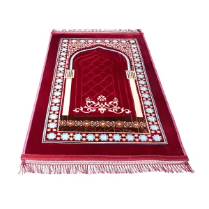 Islamic Prayer Mat & Mosque Rug Polyester Travel Home Non Slip Low Pile Muslim Raschel Carpet