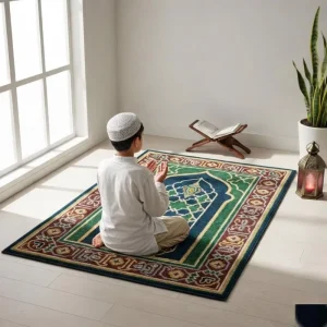 Islamic Prayer Rug Hand Made Wool Soft and Thick Traditional Muslim Prayer Carpet Ramadan Eid Gift