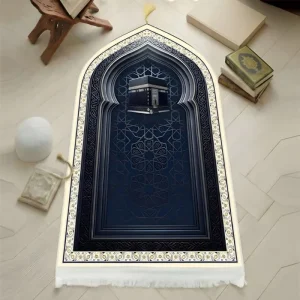 Islamic Prayer Rug Soft Velvet Muslim Prayer Mat Non Slip Backing Custom Logo