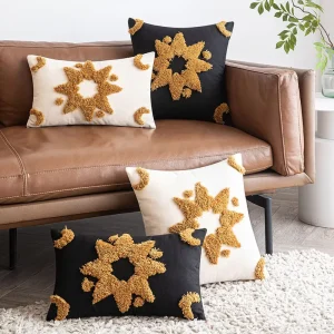Italian Luxury Home Tufted Pillowcase Octagonal Geometric 3D Embroidery Decorative Throw Bedside Cushion for Decorative Pillows