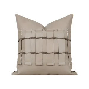 Italian Minimalist PU Leather Woven Geometric Light Luxury Anti static Removable Washable Throw Pillow Covers Neutral