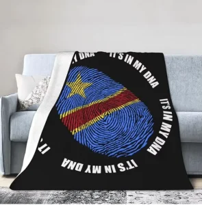 It’s in My DNA Democratic Republic of Congo Flag Throw Blanket Patriotic Soft Fleece Blanket for Couch Bed Travel