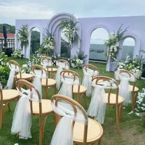 Ivory Drapes and Curtains Birthday Party Backdrop Romantic Stair Rail Decorative White Mesh Tulles Fabric Wedding Chair Sashes