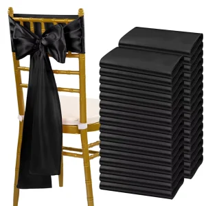 Ivory Satin Chair Sashes Bows Universal Chair Cover for Wedding Reception Restaurant Event Decoration Banquet Party Hotel