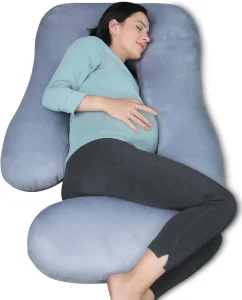 J Shaped Washable Removable Soft Minky Cover 7D Polyester Filled Adjustable Pregnancy Pillow for Whole Body