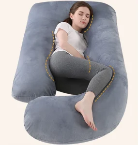 J type Pregnant Woman Pillow Crystal Velvet Detachable Foldable Washing Support Abdominal Pillow Pregnant Mother Throw Pillow