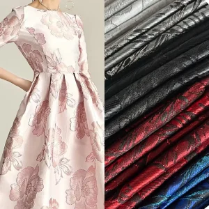 JS1804F High Quality Woven Polyester Luxury Damask Design Yarn Dyed Jacquard Brocade Fabric for Women Boys Girls Dresses Suits