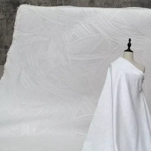 JS5916B 3D Embossed Woven Jacquard Fabric Breathable Designer Fabric for Wedding Dresses Suits Accessories