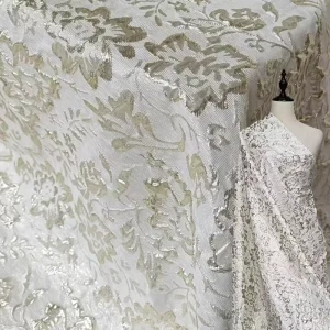 JSD4301 White Floral Relief Jacquard Fabric Dresses Vests and Bags for Men and Women Decorative Fabric