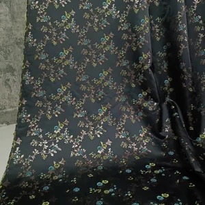 JSH699 Fashion 3D Silver Flowers Yarn Dyed Jacquard Brocade Fabric Waterproof Stain Resistant for Garments