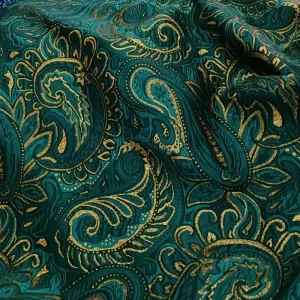 JSH6998 Paisley Shiny Metallic Vintage Yarn Dyed Jacquard Brocade Fabric for Women Girls Wedding