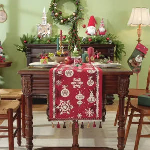 JU 308 Christmas Table Runner for Holiday Party Festival Dining Room