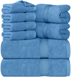 JUHAO 4 Piece Bath Towels 100% Turkish Cotton 27″ 54″ Bathroom Towels Extra Large Soft Absorbent Hotel Quality Quick Dry