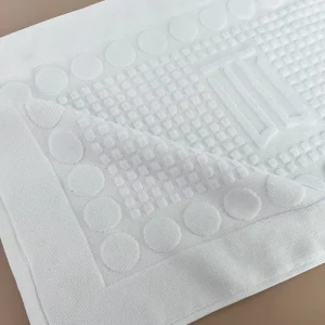 Jacquard 100% Cotton Bath Towel Customizable White Anti slip Floor Pad Thickened White Hotel Tub Mat Water absorbing Bath Mat