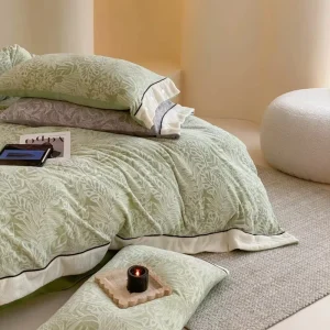 Jacquard 100% Polyester 4 Piece Bedding Set Plant Simple Water Resistant Winter Home Textile