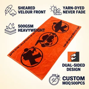 Jacquard Beach Towel 500gsm High Absorbent OEKO Grs Certified Custom Size 100% Cotton All Season Double Sided Hotels Resorts