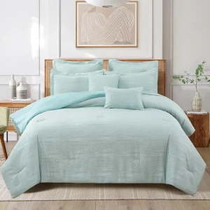 Jacquard Comforter Set 7pc Bedding Including 1 Comforter 2 Pillowcase 2 Euro Pillow 2 Decorative