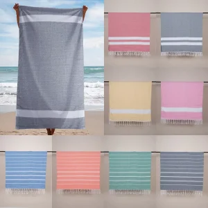 Jacquard Cotton Turkish Beach Towel Quick Dry Absorbent Large Size Multi Color