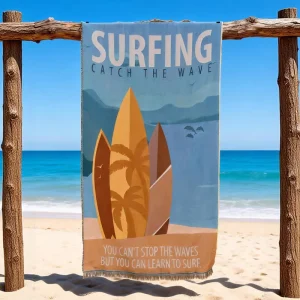 Jacquard Cotton Woven Beach Towel Quick Dry Sandfree Eco Friendly Soft Summer Use