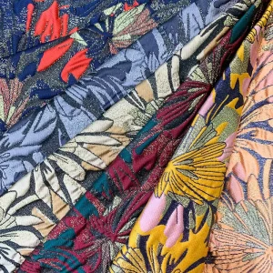 Jacquard Fabric Decorative Women Dress Hand Colorful Lurex Thread Brocade DIY Fabric