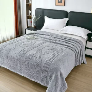 Jacquard Faleinel Double Sided Thickened Office Nap Gift Blanket Solid Color Cross Border Design Winter Season 100% Polyester