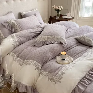 Jacquard Flannel Bedding Sets Warm Flannel Comforter Set