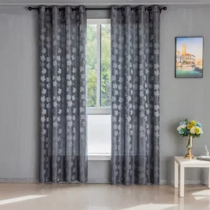 Jacquard High precision Polyester Blackout Curtains Grommet Solid Window Curtain for House