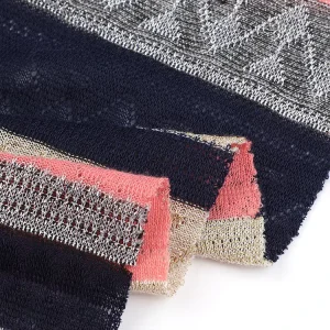Jacquard Knitted Stretch Yarn Dyed Polyester Cotton Grey Fabric with Poly Lurex Yarn for Women’s Apparel Skirts
